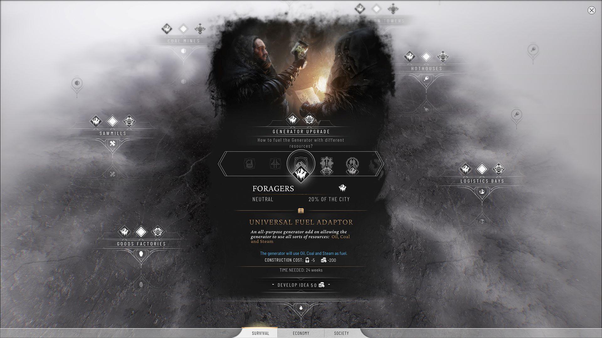 Frostpunk 2 screenshot of research tree